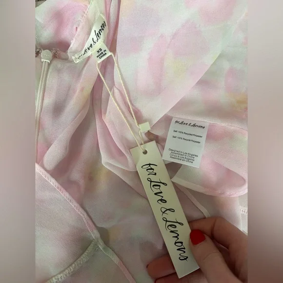 NWT For Love and Lemons Ariana Mini Dress in Pink | Size XS - Picture 3 of 3